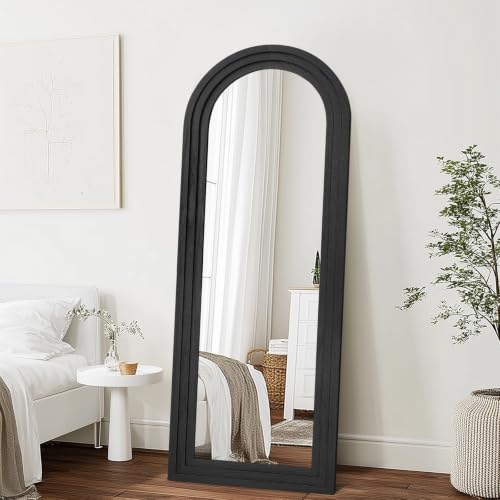 58x22 Arched Full Length Mirror, Solid Wood 3 Layer Frame, Black - color: Black-3 Layer-ar Frame, size: 57.9"L x 21.9"W