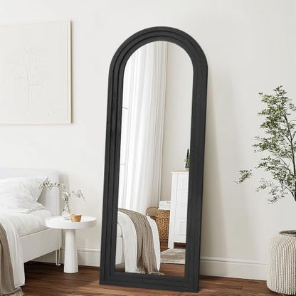 58x22 Arched Full Length Mirror, Solid Wood 3 Layer Frame, Black - color: Black-3 Layer-ar Frame, size: 57.9"L x 21.9"W