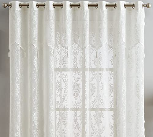 LinenZone 102x84 Ivory Lace Patio Door Curtain.(Luna 102x84, Ivory) - color: Ivory, size: 102"W x 84"L (Pack of 1)