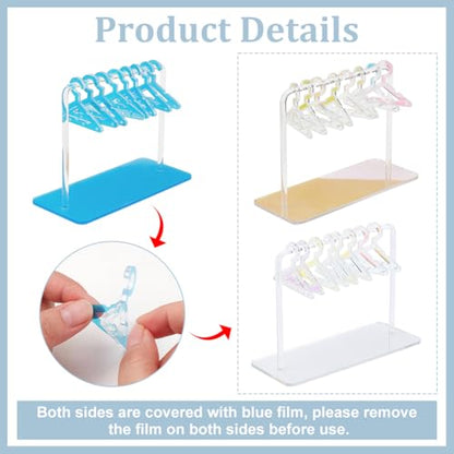PH PandaHall 32 Holes Earring Hanger Stands Acrylic Earring Holder Rack with Mini Hangers Earring Display Earring Closet Ear Stud Organizer for Retail Personal Exhibition, Iridescent Clear Blue Mixed - color: Colorful