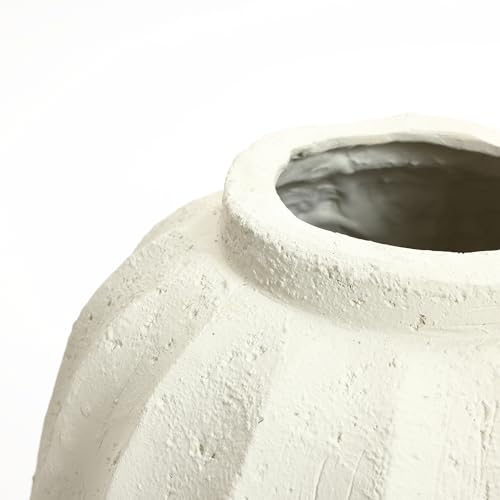LuxenHome Floor Flower Vase,23'' Off White Rustic Ceramic Vase,Modern Large Vase for Living Room Decor,Round Pottery Home Décor Accents,Big Vases Room Home Decor