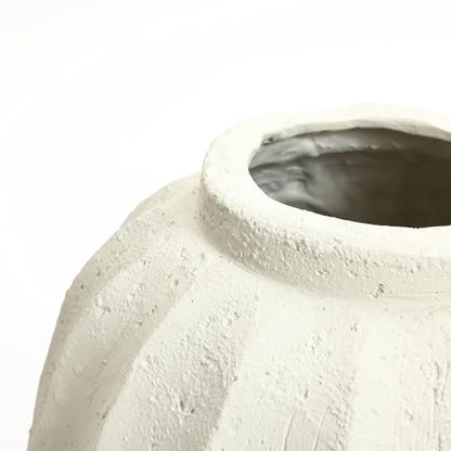 LuxenHome Floor Flower Vase,23'' Off White Rustic Ceramic Vase,Modern Large Vase for Living Room Decor,Round Pottery Home Décor Accents,Big Vases Room Home Decor