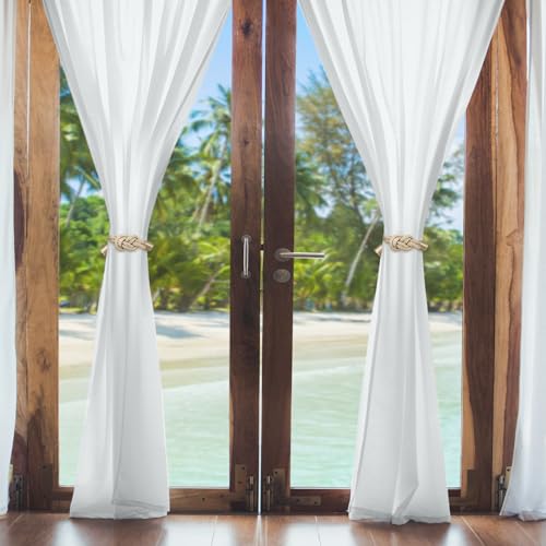 Queekay 2 Pcs Magnetic Curtain Tiebacks, 2 Style Holders, Platinum - color: Platinum
