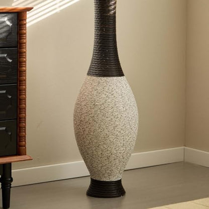 39-Inch Tall Floor Vase, Two-Tone Artificial Rattan Decorative Standing Vase, Statement Piece for Living Room, Bedroom, Entryway