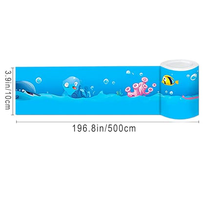 IVN Wallpaper Border Peel and Stick Wall Cartoon Sea Animals 4x196 Inch - color: Cartoon Sea Animals