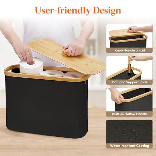 Lifewit Toilet Paper Storage Holder, Large Stand Basket, 23L, Black - color: Black, size: 23L