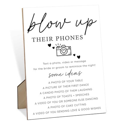 Blow Up Their Phone Sign, Wedding Table Sign, 8" x 11" Wooden Plaque for Wedding Reception Decor