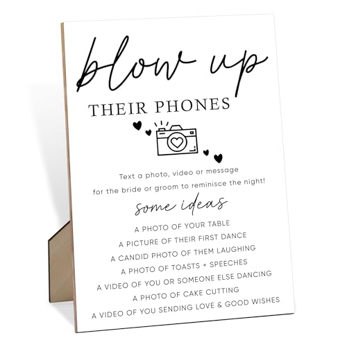 Blow Up Their Phone Sign, Wedding Table Sign, 8" x 11" Wooden Plaque for Wedding Reception Decor