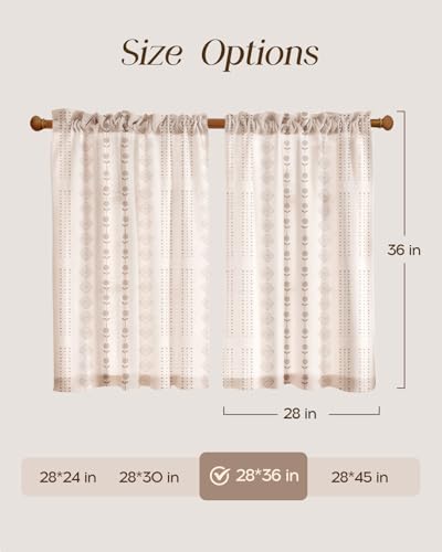 Miss Adola 36 Inch Length Kitchen Tier Curtains, Striped Farmhouse - color: Striped Farmhouse, size: 28"W x 36"L (Pack of 2)