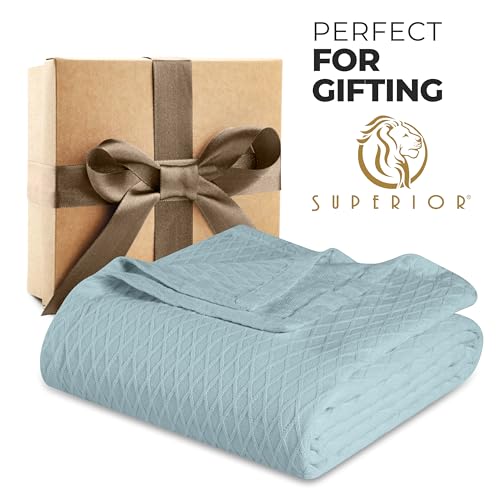 Superior Cotton Blanket, Lightweight, Breathable Bedding, Throw, Aqua - color: Aqua, size: Throw