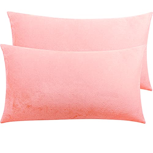 NTBAY King Velvet Pillowcases, Set of 2, Zipper, Light Pink - color: Light Pink, size: 36" x 20" (Pack of 2)