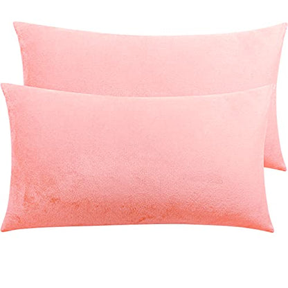 NTBAY King Velvet Pillowcases, Set of 2, Zipper, Light Pink - color: Light Pink, size: 36" x 20" (Pack of 2)