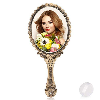 YUSONG Vanity Handheld Mirror for Makeup (2 Pack Bronze Color) - color: 2 Pcs Brass Gold
