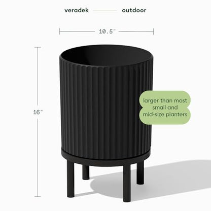 Veradek Demi Series Raised Planter - Round Planter with Stand - color: Black/Black, size: 12 inch - 2 Pack