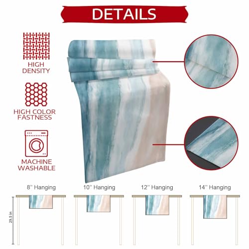 Ombre Coastal Table Runner 36 Inches Long,Summer Ocean Beach Beige Cotton Linen Table Runners Dresser Scarves,Gradient Blue Waves Fabric Tabletop Scarf Furniture Cover for Home Dinner Party 13"x36" - color: Light Blue Green Beige, size: 13x36 Inches