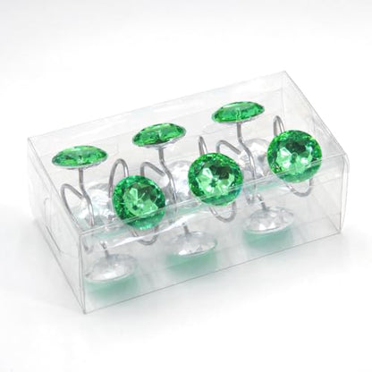 Crystal Diamond Round Shower Curtain Hooks Rings for Bathroom,Green,12PCS - color: Green