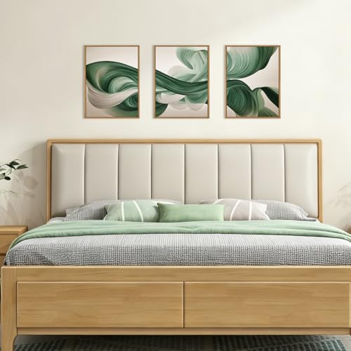 KAIRNE Green Abstract Waves Lines Framed Canvas Wall Art Set-12"x16"x3 - color: Abstract Wave Wall Art, size: 12"L x 16"W