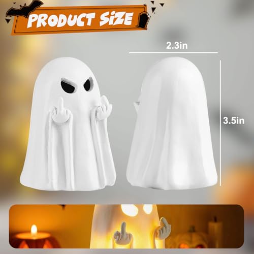 Halloween Ghost Figurine Cute Spooky Ghost Statue Indoor Decorations Farmhouse Tiered Tray Decor for Home, Desk, Party Decor - color: Style-3