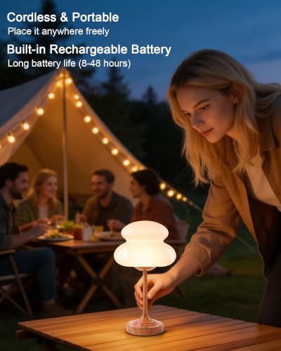 UMEXUS 13" Modern Small Cordless Table Lamp, Rechargeable Battery Operated