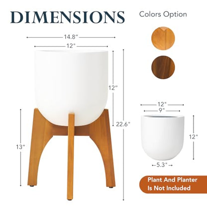 KUTE NEST 13" H x 14.8" W Acacia Solid Wood Plant Stand - Golden Teak - color: Golden Teak, size: High - Small - 13"H x 14.8"W