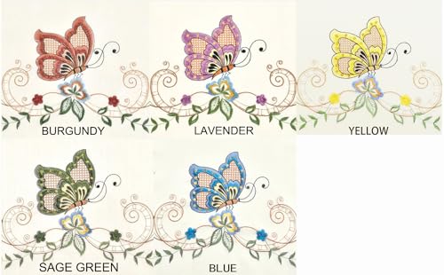 GOHD Dancing Butterfly 3pcs Embroidery Cafe Curtains with cutworks,Yellow - color: Yellow