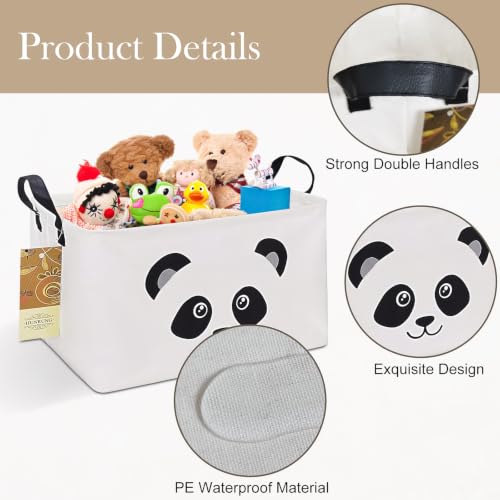 Rectangle Foldable Storage Basket Handles For Home, Panda - color: Rectangle Panda