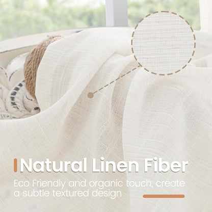 BGment 42X45 Inch Length Linen Semi Sheer Curtains for Living Room Window - color: Linen, size: 42"W x 45"L (Pack of 2)