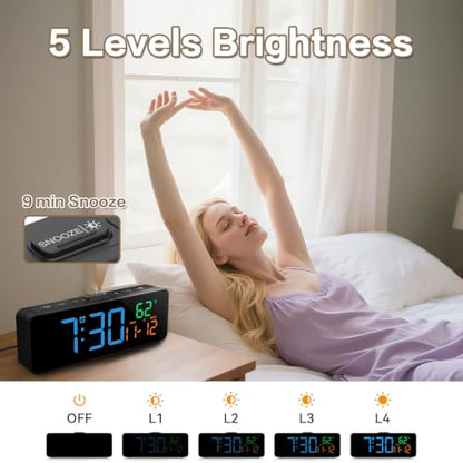 Netzu 3-in-1 Digital Clocks for Living Room, Small & Compact Alarm Clock - color: Blue