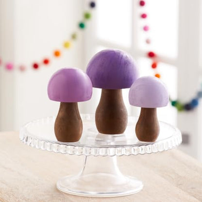 Your Heart's Content Wood Mushrooms, Set of 3 (Purple Paint 3) - color: Purple 3