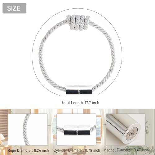 Curtain Tiebacks Magnetic Decorative Rope Tie Backs Holdbacks Contoeey - color: White