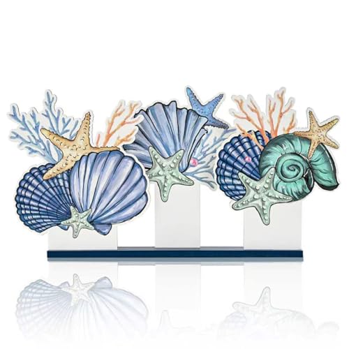 Smile Summer Indoor Decorations Wooden Decor, Conch Scallop Shell, Sign for Home Tabletop Centerpiece Mantel Shelf Fireplace - style: Shell