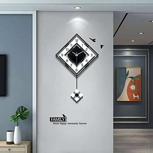 Modern Wall Clock for Living Room Decor Pendulum Large Silent Big Kitchen Wall Clock for Bedroom Black and White Decorative Office Non Ticking Battery Operated Wall Watch 26 Inch - size: 26inch