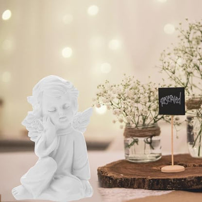 White Angel Figure Adorable Angel Decor Statue Resin Angel Sculpture