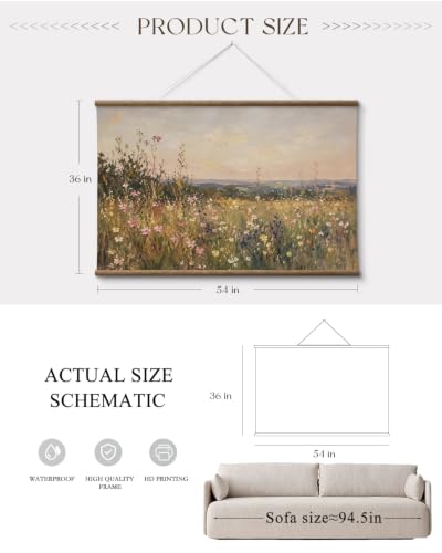 ARPEOTCY Extra Large Framed Wall Art, Wildflower Meadow Art Print, 36x54In - color: Wildflower Meadow