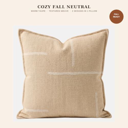 SanVia Designer Cotton Throw Pillow Covers 20x20 for Nooks, Beds & Sofas - color: Tan, size: 20" x 20" (Pack of 1)