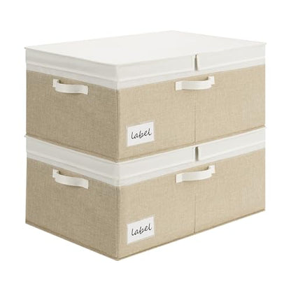 GRANNY SAYS Extra Large Storage Bins with Lids, Closet Bins, White&Khaki - color: White/Khaki, size: Extra Large - 2 Pack