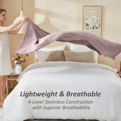 EMME Muslin Cotton Blanket Adults Heather Dusty Pink Throw XL 50"x70" - color: 06 - Dusty Pink, size: Large Throw (50" X 70")