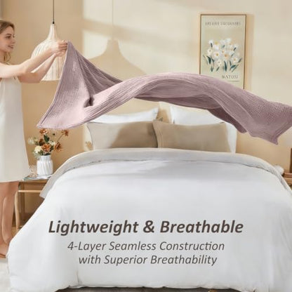 EMME Muslin Cotton Blanket Adults Heather Dusty Pink Throw XL 50"x70" - color: 06 - Dusty Pink, size: Large Throw (50" X 70")