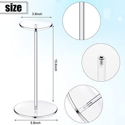 Yookeer 2 Set 16 Inch Clear Acrylic Hat Stands and Wig Display Rack Stands for Multiple Hats Display Tabletop Baseball Caps Watch Tabletop (Round Bottom) - color: 16 Inch in Height, style: Round Bottom