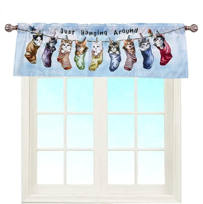 Just Hanging Around Kitties Cats Window Valance 52 X 16 Inches - color: Kitty