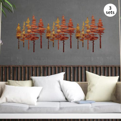 ESTART Metal Autumn Pine Tree Wall Art, Metal Tree Wall Decor - color: Brown