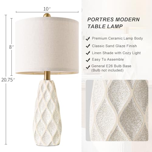 Small Table Lamps Set of 2 for Living Room, 20.25" White Bedside Boho Lamps - color: White, size: Small - 20.75''