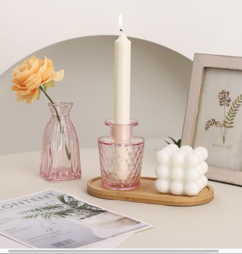 36pcs Pink Glass Bud Vase Set, Small Flower Vases for Centerpieces in Bulk - color: Pink, size: 36pcs