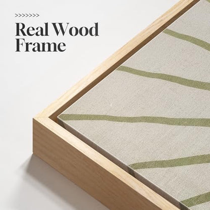 Framed Green Boho Abstract Mid Century Modern Wall Art Bedroom, 16x24 Inch - color: Green Beige, size: 16" W x 24" H x 2Pcs
