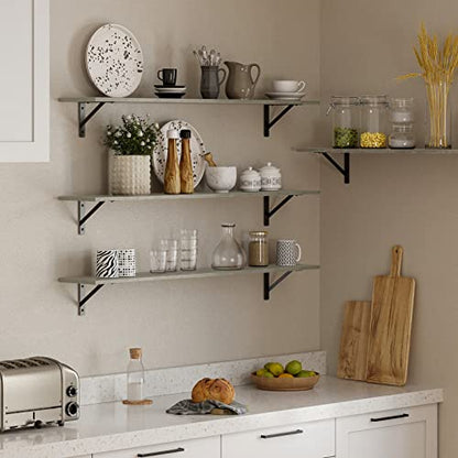 DINZI LVJ Long Wall Shelves, 47.3Inch Wooden Floating Shelves with Brackets - color: Grey Wash, size: 47.3 Inch