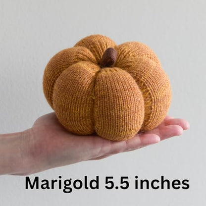 Set of 3 Multi-size Cozy Knit Pumpkins (Marigold Large Multi-size set) - color: Marigold Large Multi-size