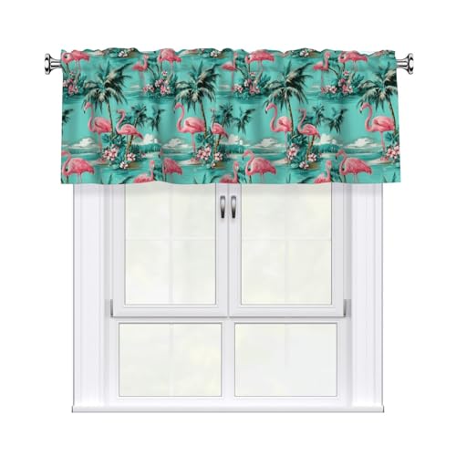 Flamingo Curtain Valance 54x18 Inches Window Treatment Rod Pocket Valance for Kitchen Bathroom Bedroom - color: Flamingo