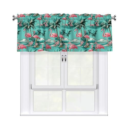Flamingo Curtain Valance 54x18 Inches Window Treatment Rod Pocket Valance for Kitchen Bathroom Bedroom - color: Flamingo