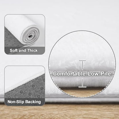 Amearea Modern Washable Runner Rugs, 2x4 Feet White Bedroom Runner Rug - color: White, size: 2' x 4' (Runner)