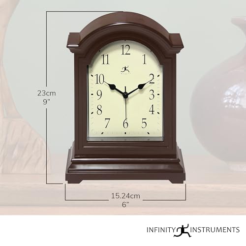 Infinity Instruments Brown Antique Grandfather Tabletop Clock 9 x 6 Mantle - color: Brown